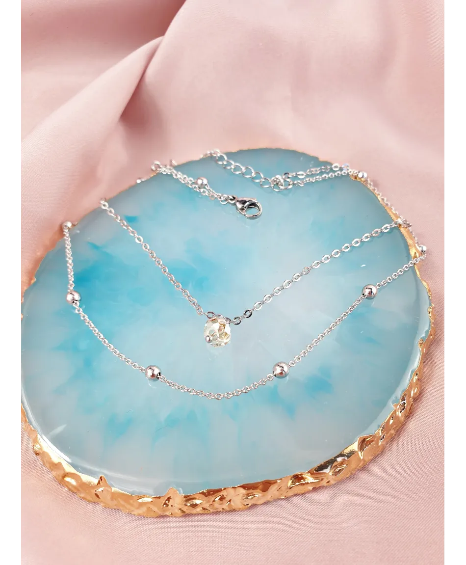 Bransoletka na kostkę stal z kryształkiem