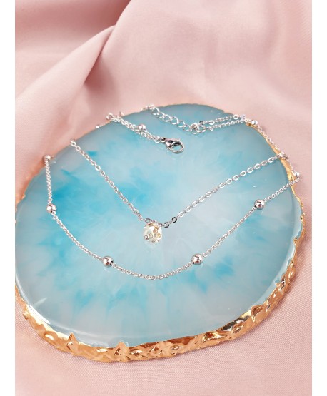 Bransoletka na kostkę stal z kryształkiem