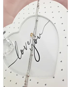 Bransoletka na kostkę stal z kryształkiem