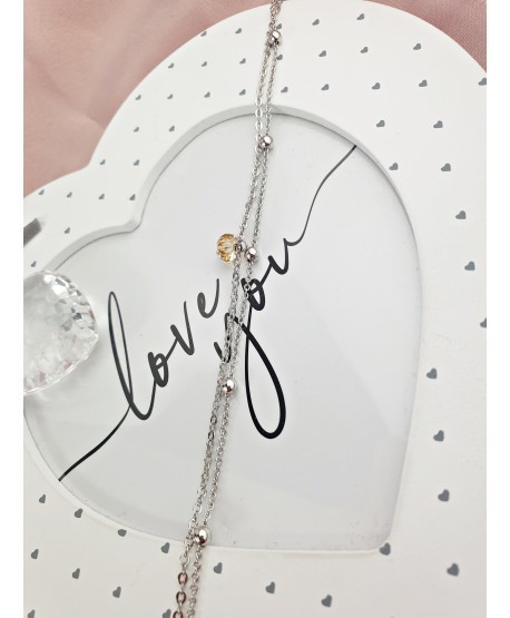 Bransoletka na kostkę stal z kryształkiem