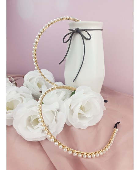 Opaski do włosów z perełek