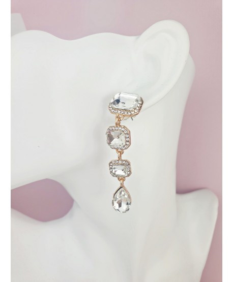 Kolczyki złote kwadratowe kryształki