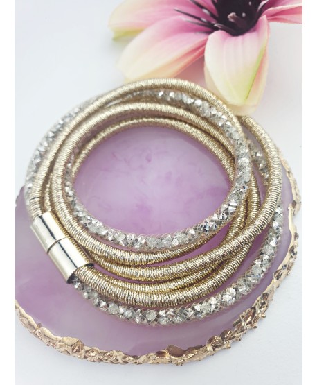 Naszyjnik długi złoty siateczkowy z kryształkami