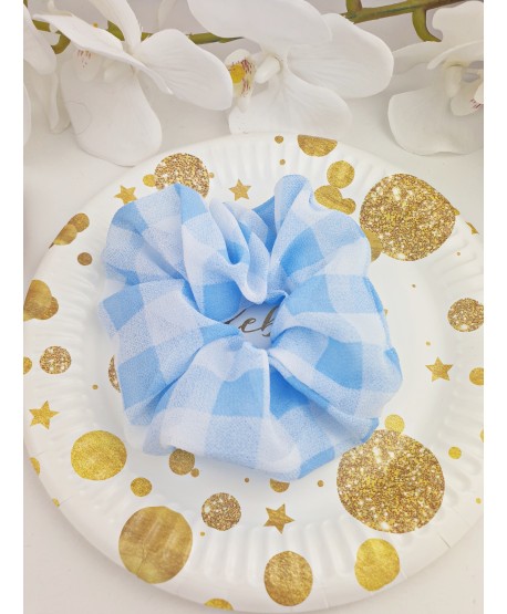 Gumki scrunchie w kratkę
