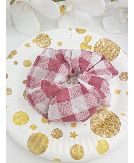 Gumki scrunchie w kratkę