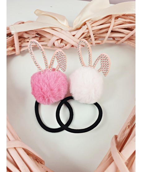 Gumki do włosów pompony z uszami