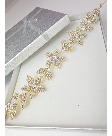 Ozdoba na druciku złote kwiatuszki