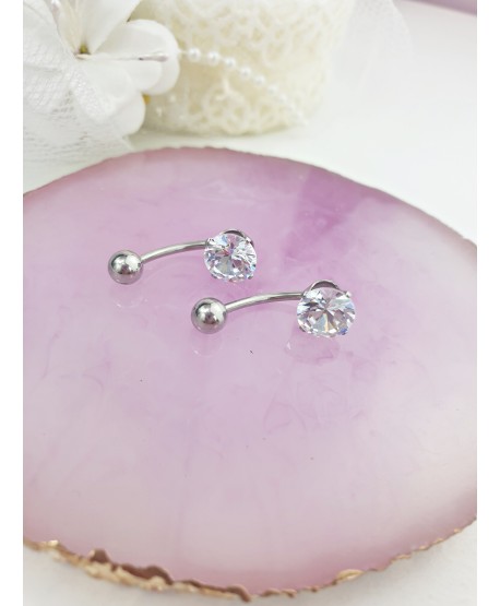 Kolczyki do pępka srebrne z cyrkonią