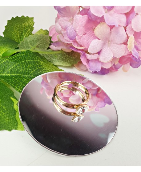 Pierścionek stal biała cyrkonia