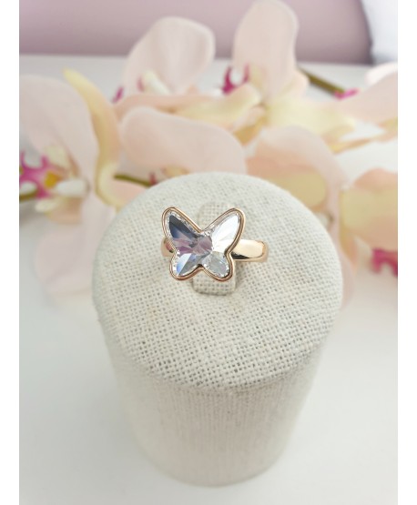 Pierścionek stal motyl Svarowski