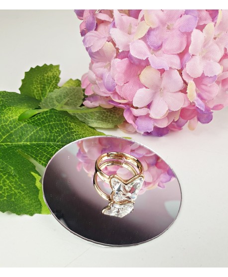 Pierścionek stal motyl Svarowski