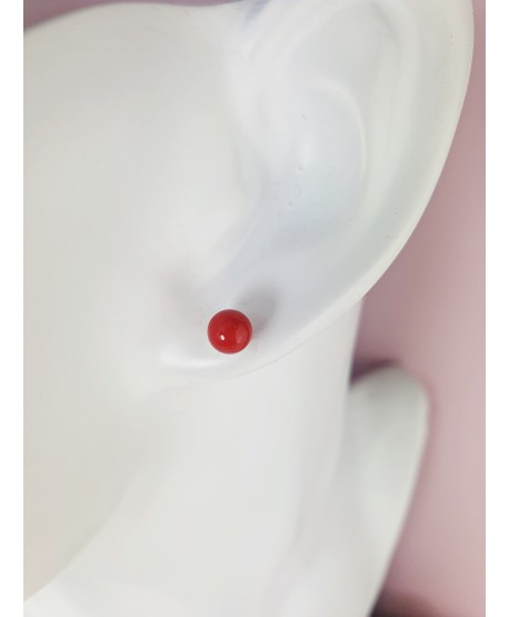 Kolczyki stal czerwone kuleczki