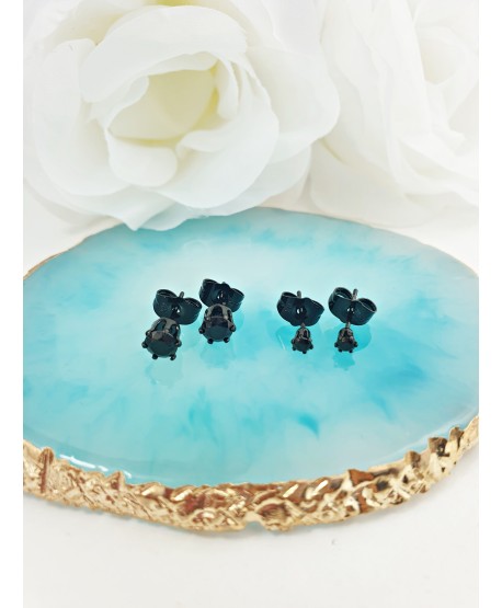 Kolczyki stal czarne cyrkonie