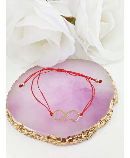 Bransoletka stal nieskończoność czerwony sznureczek