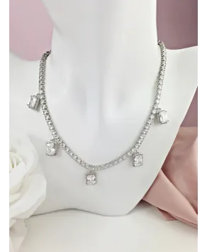 Naszyjnik stal bogato zdobiony srebrny