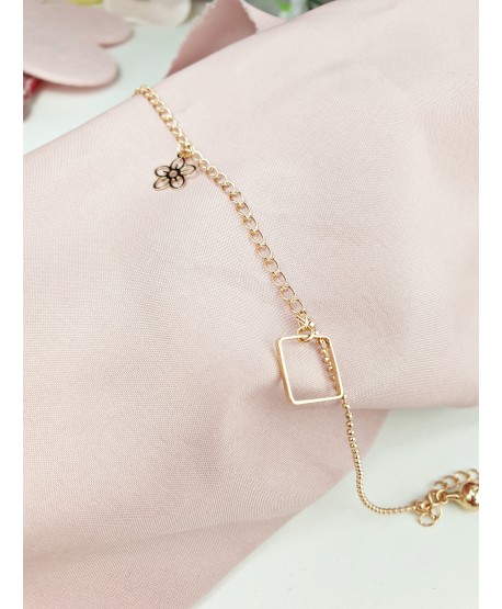 Bransoletka na kostkę stal gwiazdka kwiatek romb