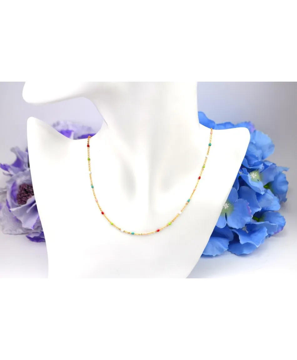 Naszyjniki stal z koralikami kolory