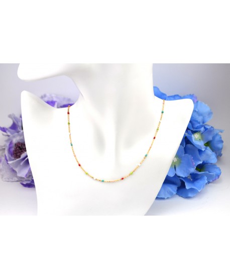 Naszyjniki stal z koralikami kolory