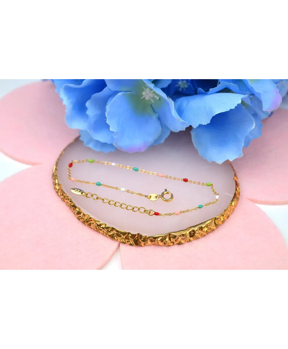 Bransoletka stal z koralikami kolory