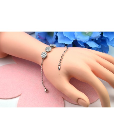 Bransoletka stal srebrna z błyszczącymi kółeczkami