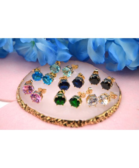 Kolczyki stal złote dżety różne kolory