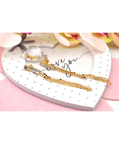 Kolczyki stal złote wiszące kryształki