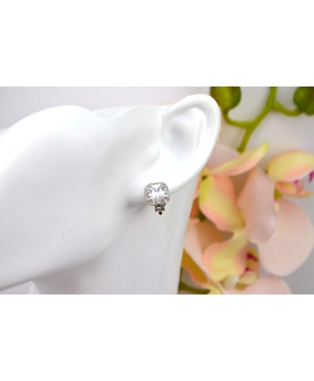 Klipsy srebrne z dużym kryształkiem