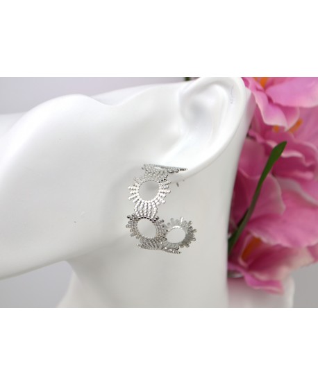 Kolczyki stal srebrne ażurowe koła