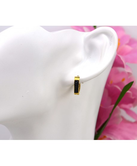 Kolczyki stal złote z błyszczącymi dżetami