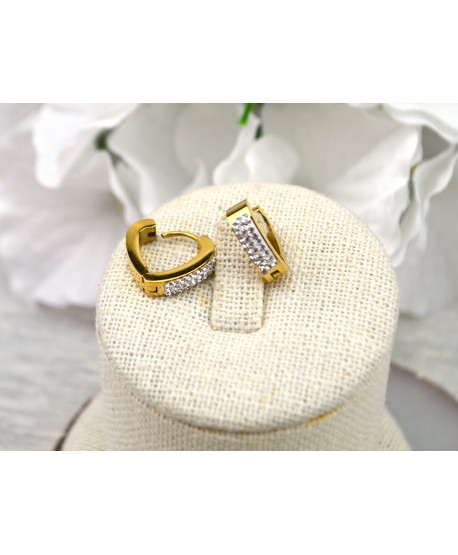 Kolczyki stal złote z błyszczącymi dżetami