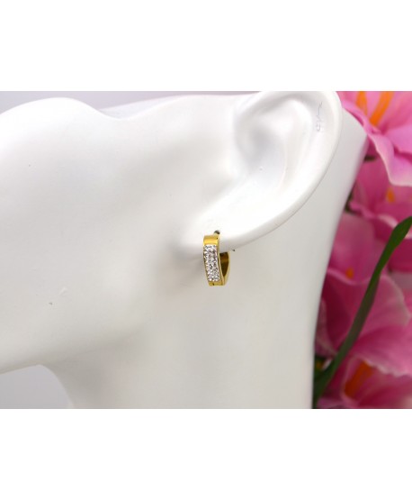 Kolczyki stal złote z błyszczącymi dżetami