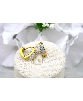 Kolczyki stal złote z błyszczącymi dżetami