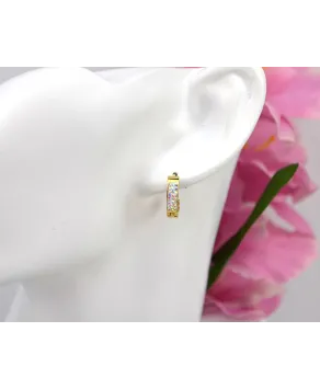 Kolczyki stal złote z błyszczącymi dżetami