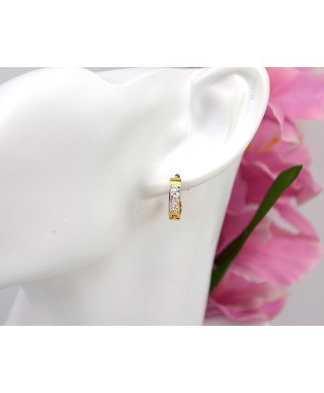 Kolczyki stal złote z błyszczącymi dżetami