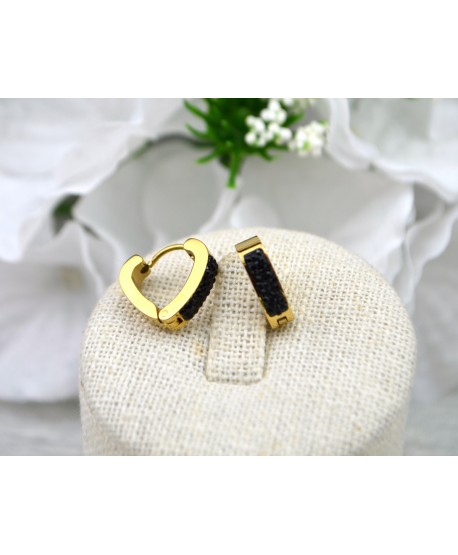 Kolczyki stal złote z błyszczącymi dżetami