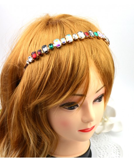 Opaska ozdobna z kolorowymi kryształkami