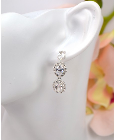 Kolczyki srebrne kryształki w oprawie