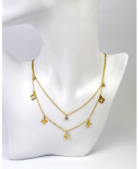 Naszyjnik celebrytka kaskadowy złoty stal