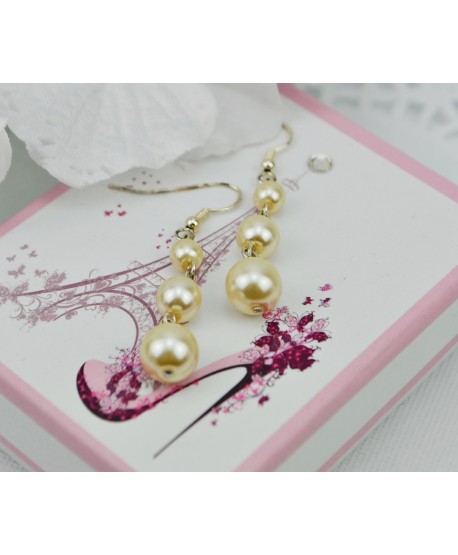 Kolczyki perełki wiszące stopniowane