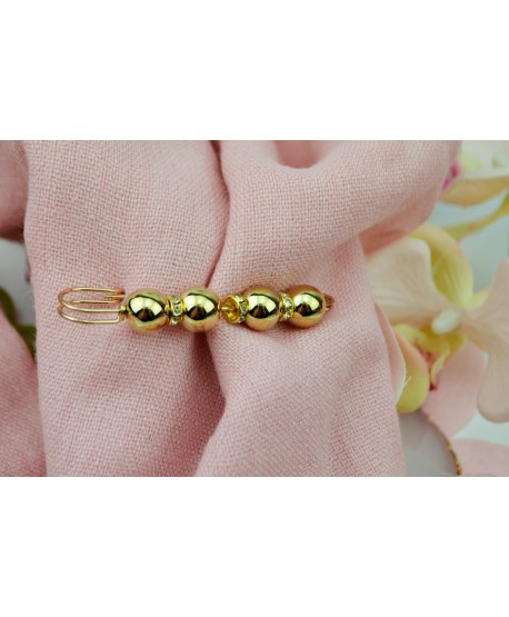 Broszka agrafka ze złotymi koralikami