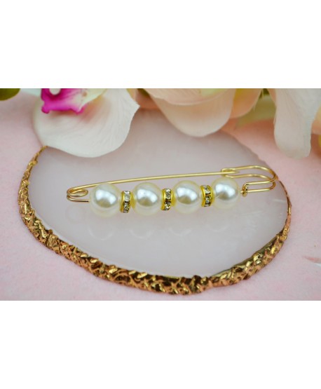 Broszka agrafka z perełkami