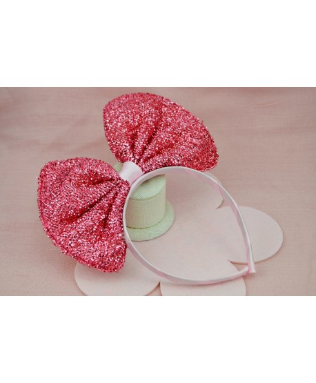 Opaska do włosów- błyszcząca kokardka