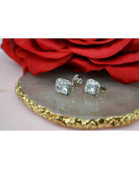 Klipsy srebrne z dużym kryształkiem