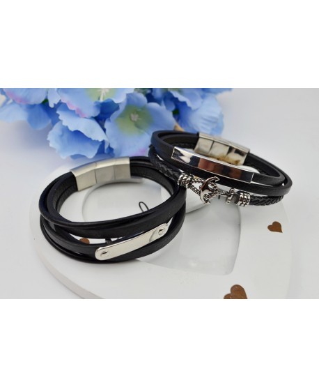 Skórzana bransoletka męska z ozdobnym elementem