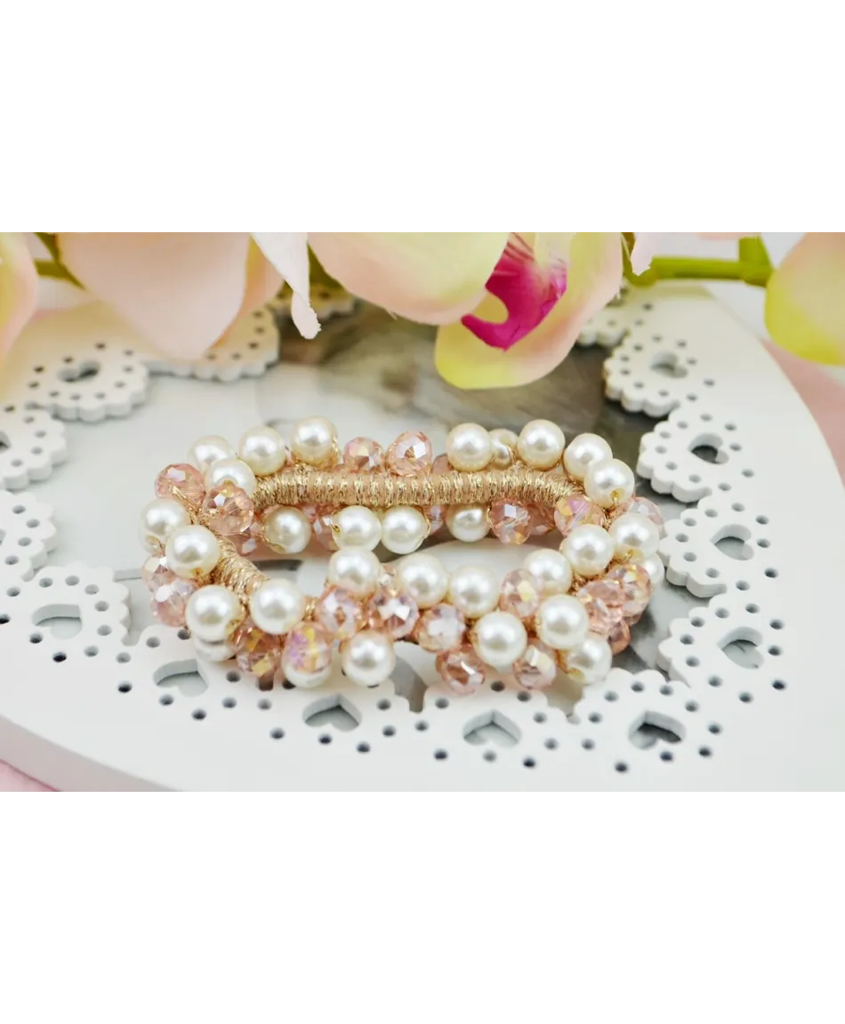 Gumki ozdobne do włosów z perełkami i kryształkami kolory