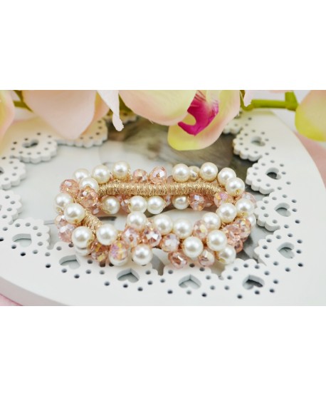 Gumki ozdobne do włosów z perełkami i kryształkami kolory