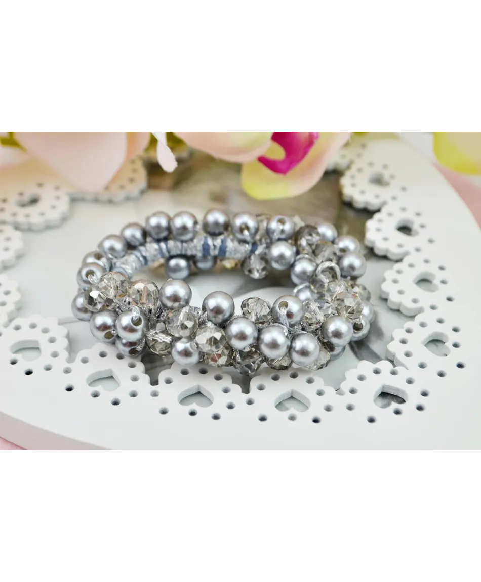 Gumki ozdobne do włosów z perełkami i kryształkami kolory