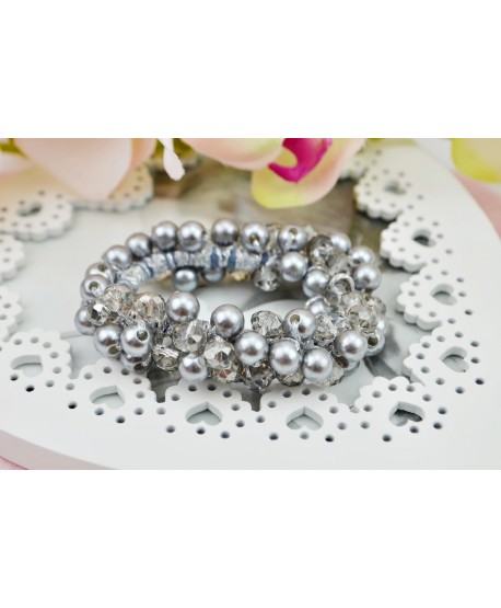 Gumki ozdobne do włosów z perełkami i kryształkami kolory