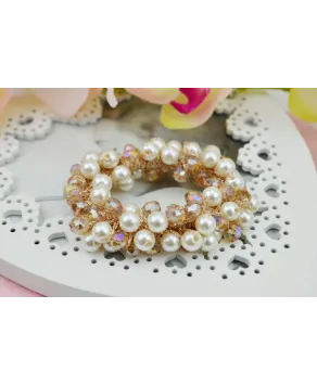 Gumki ozdobne do włosów z perełkami i kryształkami kolory