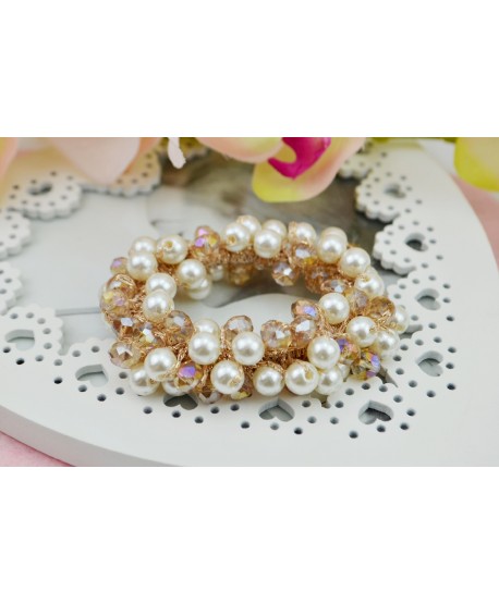 Gumki ozdobne do włosów z perełkami i kryształkami kolory
